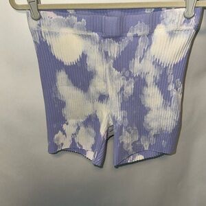 Cotton Citizen Active Bike Shorts Stretch Ribbed Lavender Tie Dye New Large
